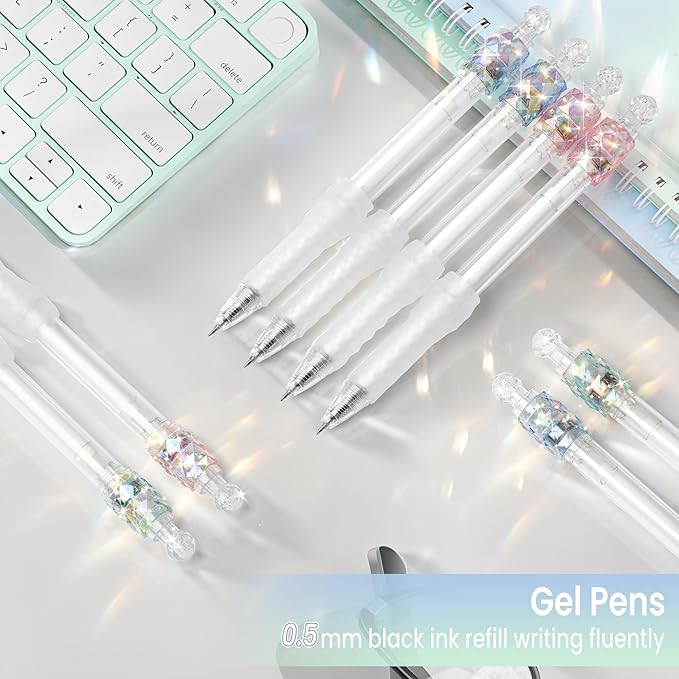 Gel Pens Office School Supplies Gifts for Women Men, Rotating Stress Relief Pen, 8 Pcs 0.5mm Black Ink Pens, Quick Dry Pens For Journaling, School Supplies for Teenagers (Colorfuls Non-Mute)