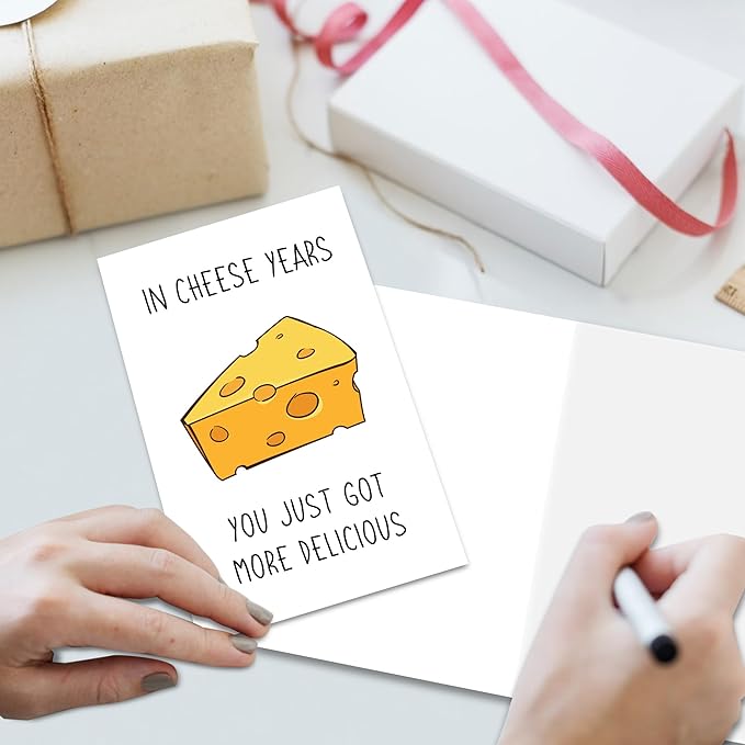 Cheese Birthday Card for Men Women, Funny Birthday Card for Friends, Better With Age Birthday Card - In Cheese Years You Just Got More Delicious