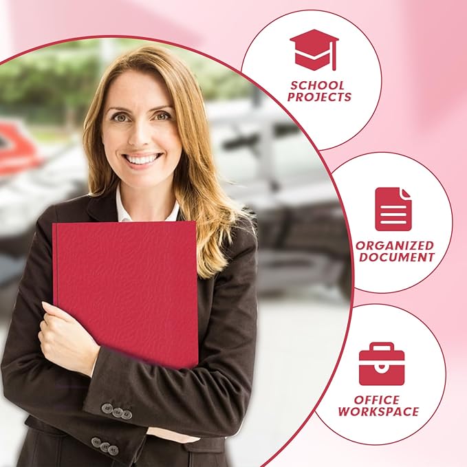 Two Pocket Folders, PANDRI 60 Pack Two Pocket Folders with Prongs, 3 Prong Folders Designed for Office and Classroom, Letter Size Red