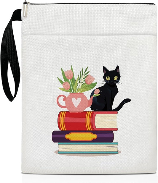 Black Cat Book Book Sleeve, Book Lovers Gifts Book Pouch Book Sleeve with Zipper and Front Pocket Reader Gifts Birthday Gifts for Adult Teen Teacher -10