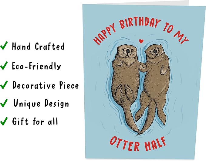 CENTRAL 23 3D Birthday Card For Wife - Happy Birthday My Otter Half - Pop Up Birthday Cards For Men Women - Sweet Pop Up Card For Husband Boyfriend Girlfriend Partner - Comes with Stickers