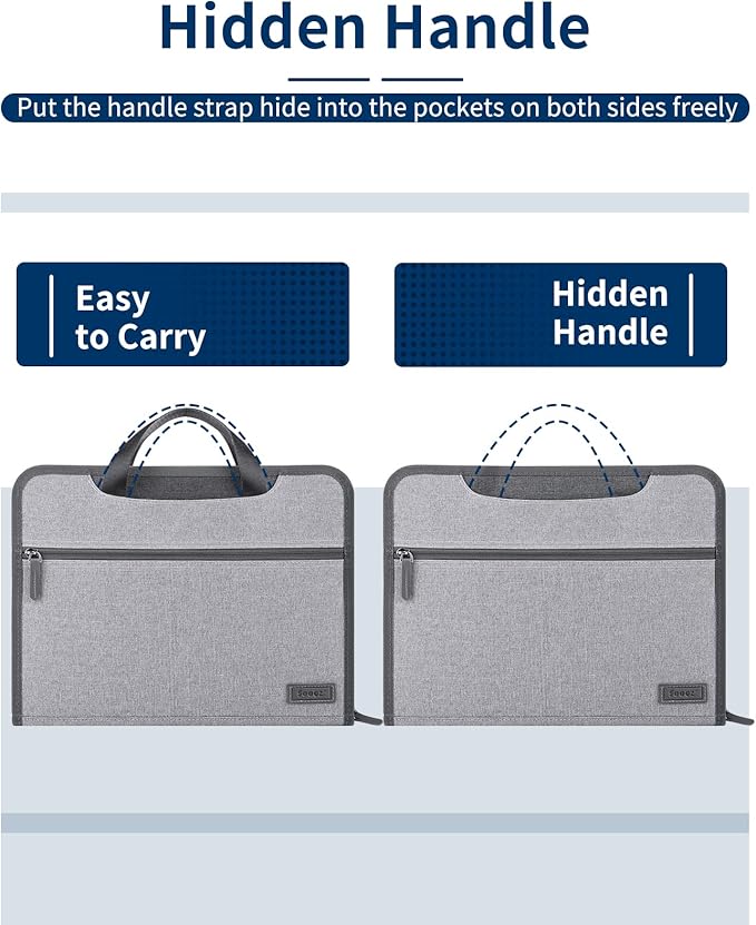 Sooez Heavy Duty Accordion File Organizer with Hidden Handle, Portable 12 Pockets Expanding File Folders, Cloth Monthly Bills Receipt Organizer for Letter/A4, School Classroom Home & Office Supplies