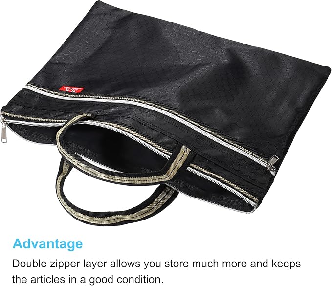 PATIKIL Waterproof Zipper File Bag, Documents Books Tools Storage Zip Pouch for Office Travel, Black