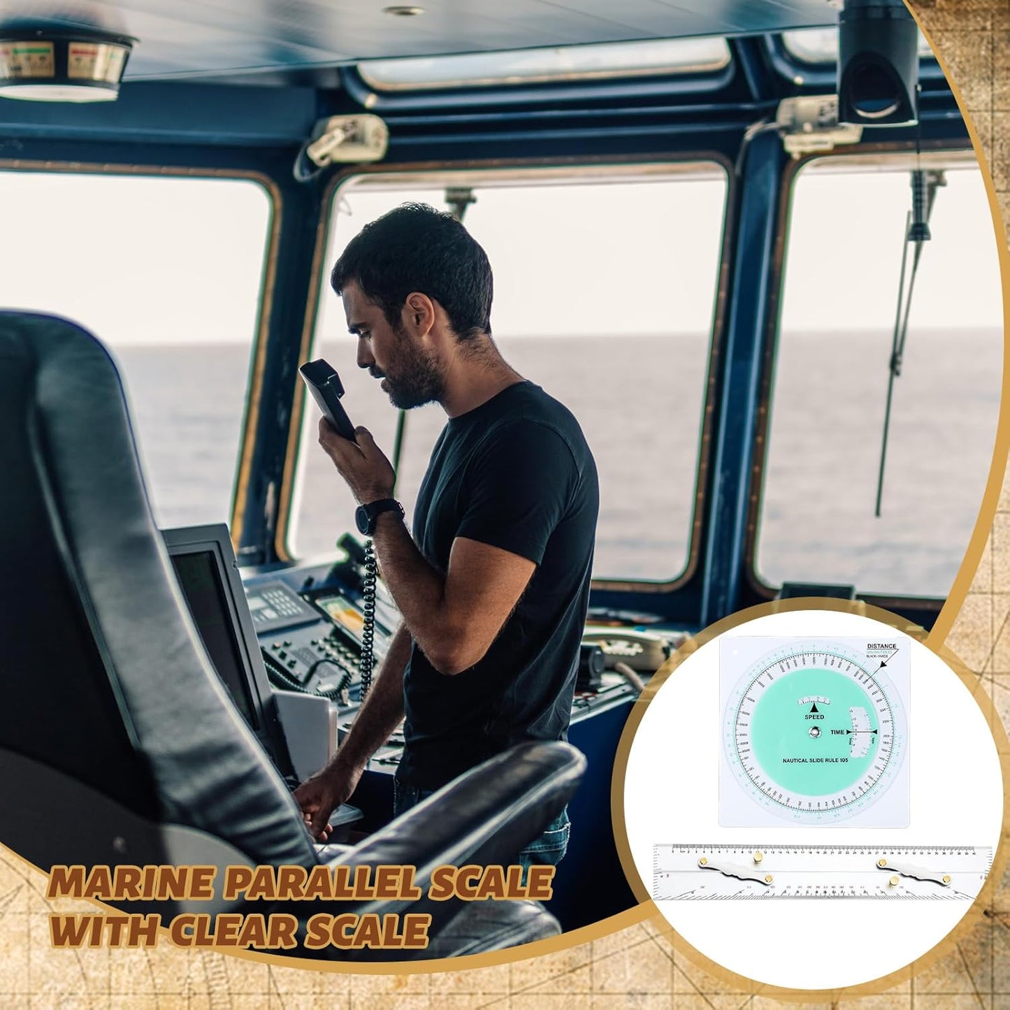 3 Pcs Marine Navigation Kit, Basic Navigation Set Include 18" Marine Parallel Ruler with Clear Scales, 8" Diameter Nautical Plotter Protractor, 6" Fixed Point Divider for Boat Accessories