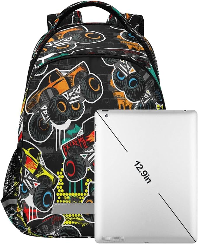 ALAZA Abstract Monster Truck Car Backpacks Travel Laptop Daypack School Book Bag for Men Women Teens Kids