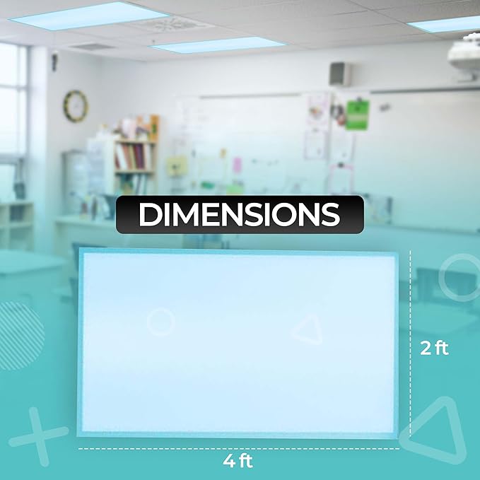 Everyday Educate Fluorescent Light Covers for Ceiling Lights, Light Covers Fluorescent Filter Magnetic for Office, Hospitals, Home - 48" by 24" (4 Pack, Sky Blue)