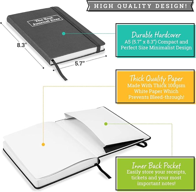 Daily Positivity Journal For Happiness, Wellness, Mindfulness & Self Care - Inspirational Journals To Write In, Writing Prompt Journal & Guided Journal Gifts For Men & Women - Hardcover Diary Notebook