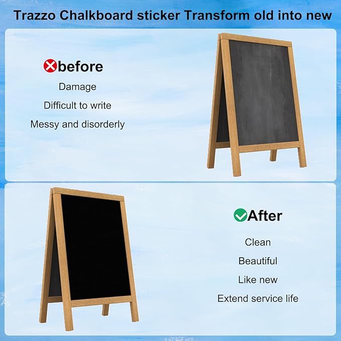 Chalkboard Wallpaper Stick and Peel(1.48ft.x6.5ft.) Chalk Board Wall Paper Chalk Paint Removable Renovate Blackboard Sticker with 5 Chalks for Home&Office Wall Board Sign(17.7 * 79Inches)