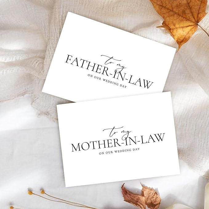 Set of 2 Parents In Law Wedding Day Card, Parents In Law Of The Bride/Groom Gifts, To My Father In Law On Our Wedding Day, To My Mother In Law On Our Wedding Day. （Father/Mother-in-Law A）