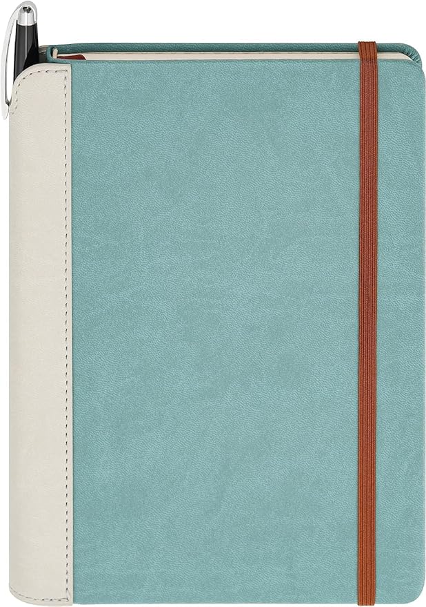 SETTINI® Lined Journal - Sleek Teal Journal for Writing Gift Set - Hardcover Vegan Leather, Includes Luxury Pen in a Unique Pen Holder, 192 Pages, 6 x 8.5 inches, Birthday Gifts