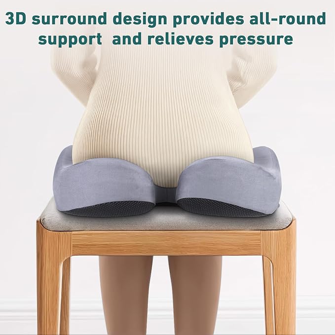 Seat Cushions for Office Chairs - Pressure Relief Seat Cushion - Car Seat Cushions for Pressure Relief, Tailbone Pain, Sciatica & Back Pain Relief for Office Chairs (Light Grey-U Shape)