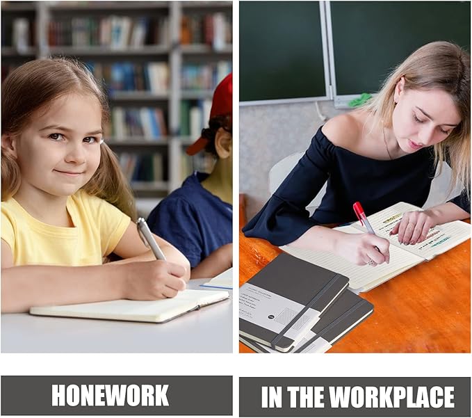 Lined Journal Notebook, (Dark Gray), 160 Pages, Medium 5.7 inches x 8 inches - 100 gsm Thick Paper, Hardcover