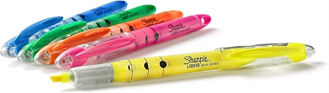 Sharpie Liquid Highlighter, Chisel Tip Highlighters, Journaling Supplies, Study Supplies, Assorted Colored Highlighters, 10 Count