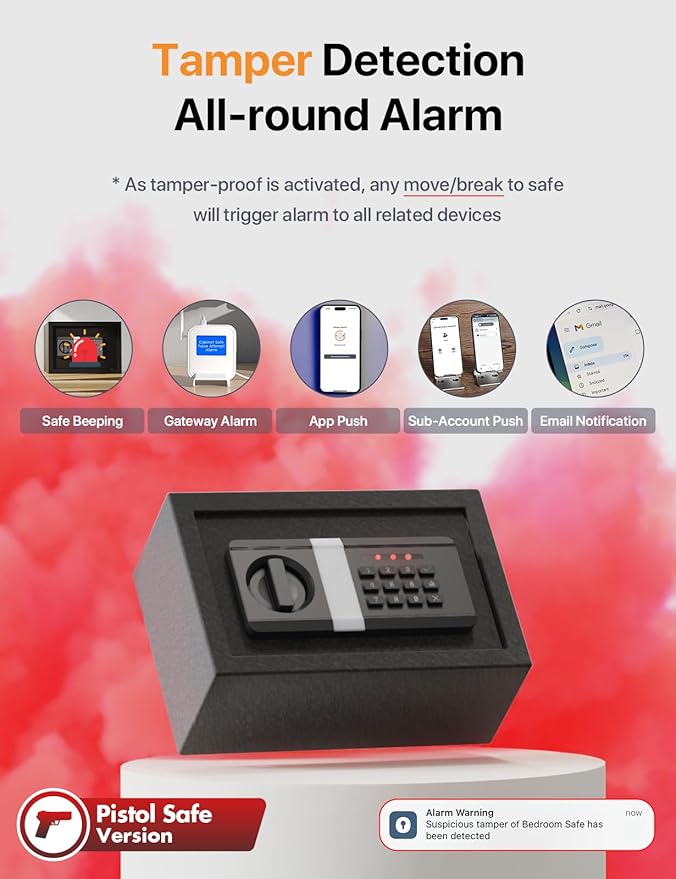 FORFEND Smart Home Safe | WiFi Safe Box App Lock/Alarm | Voice Command, Kidnap Alarm, Tamper Detect, Frozen Mode, Sub Account| Digital Safe Anti Theft