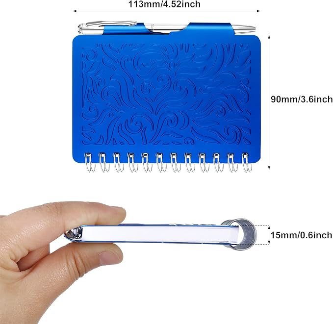 Zonon 2 Pcs Mini Password Book with Alphabetical Tabs Metal Password Keeper Book Portable Organizer Elegant Mandala Pattern Notebook with Pen, Spiral Bound for Information(Silver, Blue)
