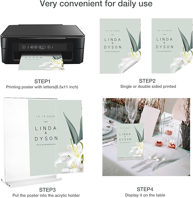 Clear Acrylic Sign Holder 8.5 x 11 - Perfect for Stores, Restaurants, and Offices - Set of 3 T Shape Plastic Sign Frames