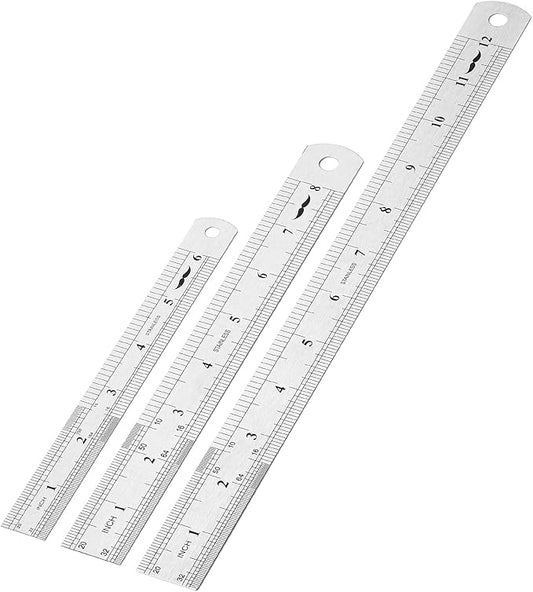 Mr. Pen- Stainless Steel Rulers, 3 pcs, 6", 8" & 12", 6 Inch Ruler Metal Rulers, Small Metal Ruler 6 Inch Metal Ruler Thin Flat, Stainless Steel Ruler 12 Inch, Centimeter Ruler, Steel Ruler 12 Inch