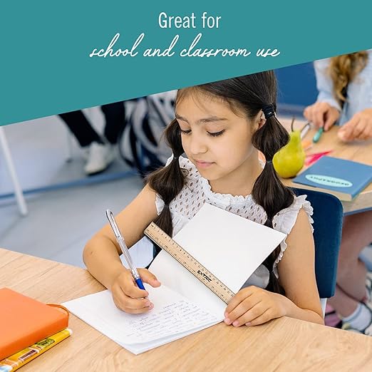 Rulers 24 Pack - Rulers 12 Inch, Wood Ruler with Metal Edge Greta for School, Classroom, Home, and Office