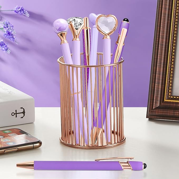 Personalized Pens for Women, 6 Pcs Purple Pens Ballpoint Pens Bulk, 1.0mm Medium Point Black Ink Pens for Journaling, Office and School Supplies Pens Gifts for Nurse Teacher (Purple)