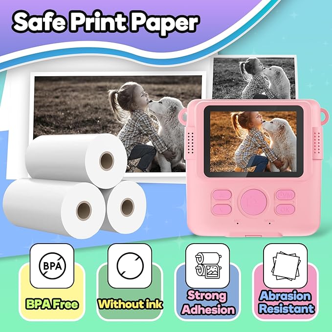 Printer Paper,6 Rolls for Kids Instant Print Camera,HD Printing Thermal Print Paper (6 Rolls)
