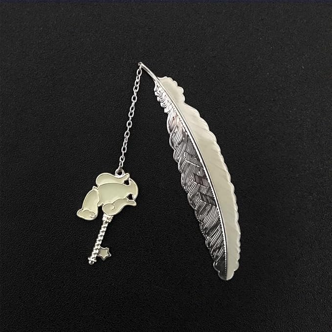 Zodiac Feather Bookmark Gifts for Women Men, Cool Metal Bookmark Glow in The Dark Aquarius Bookmark, Luminous Star Sign Constellation Horoscope Bookmark Gifts