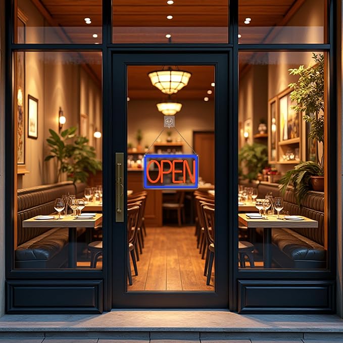 Bright and Eye-Catching LED Open Sign for Business - "16x 10" (red/blue) Transparent Acrylic Neon Sign | Ideal for Storefronts, Windows, Bars | Commercial LED Open Signs, Light-Up Open Signs