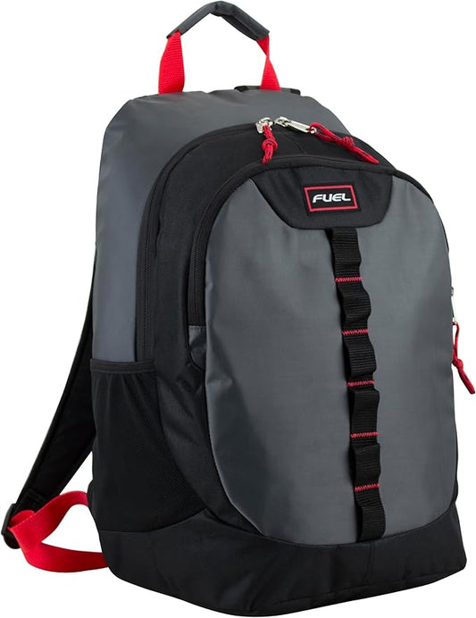 FUEL Hiking Backpack for Women Men Terra Sport, Travel, College, Gym, Work with Laptop Sleeve, Bungee, 18 Inches, Charcoal