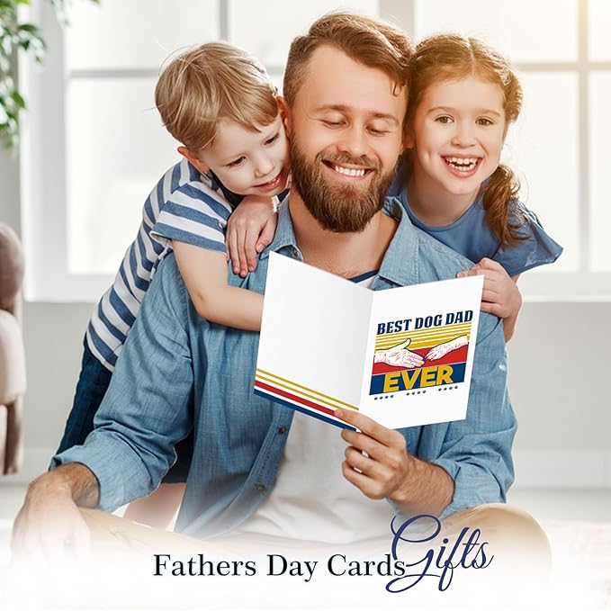 FaCraft Funny Fathers Day Card for Best Dog Dad Ever, 4 x 6, Happy Fathers Day Card with Envelope from Daughter Son Wife