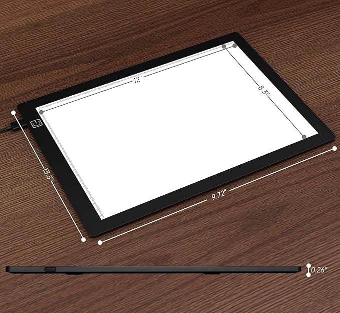 Slide Viewer Light Box 5600K 12”x8” Ultra-Thin Adjustable Brightness Backlight for Slides and Film Negative Scanning