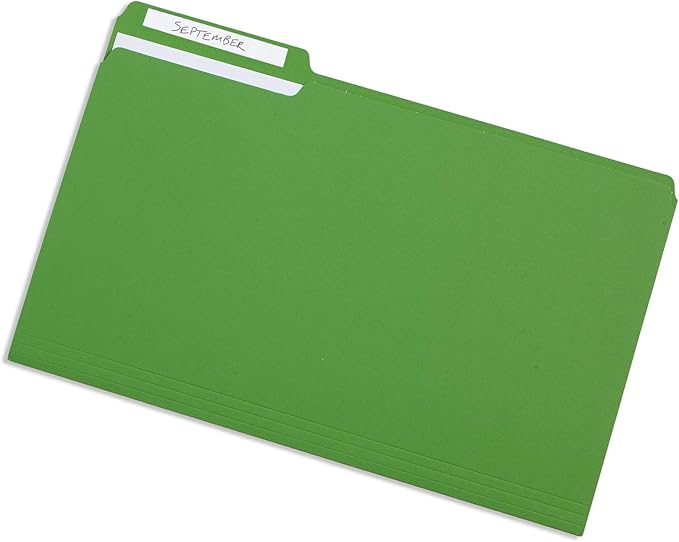 Blue Summit Supplies Green Legal File Folders, 1/3 Cut Tab, Legal Size, Great for Organizing and Easy File Storage, 100 Per Box