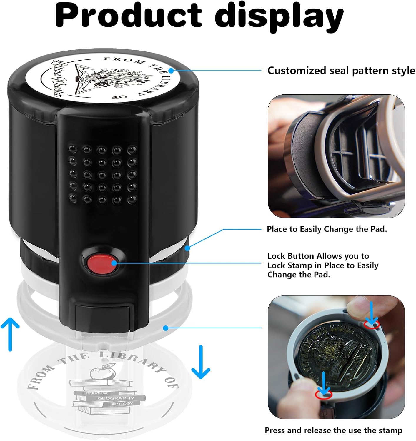 Custom Self-Inking Stamps | Personalized Book Stamp Gift for Book Lovers | 5 Ink Colors (Style07)