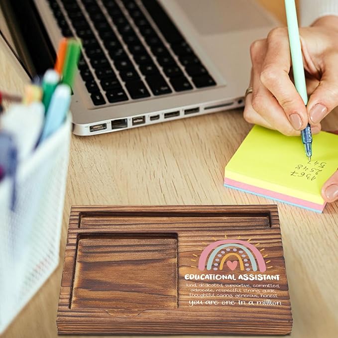 Educational Assistant Sticky Note Holder, Educational Aide Appreciation Gifts, Teacher's Day Thank You Gifts for Assistant Teacher, Back to School Gifts Desk Self-Stick Note Pad Holders TZP59