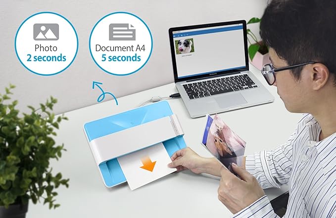 Plustek Photo Scanner ePhoto Z300, Scans 4x6 inch Photos in 2 Seconds, Auto crop and deskew with CCD Sensor, Supports Mac and PC