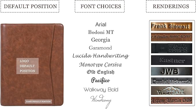 Personalized Leather Portfolio with Zipper, Professional Business Portfolio with A4/US letter Writing Pad holder for Resume, Interview, Leather Portfolio for Men and Women, Brown, Customized