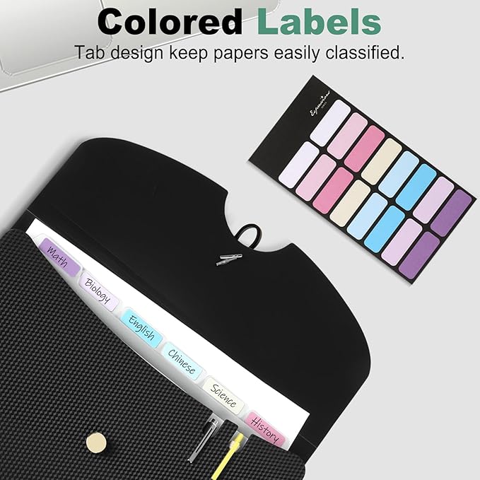 Sooez 7 Pocket Expanding File Folder, Premium Accordion File Organizer, Letter Size Folders for Documents, Sleek Filing Folders with Bungee Closure, Portable Folders for School Office Supplies, Purple