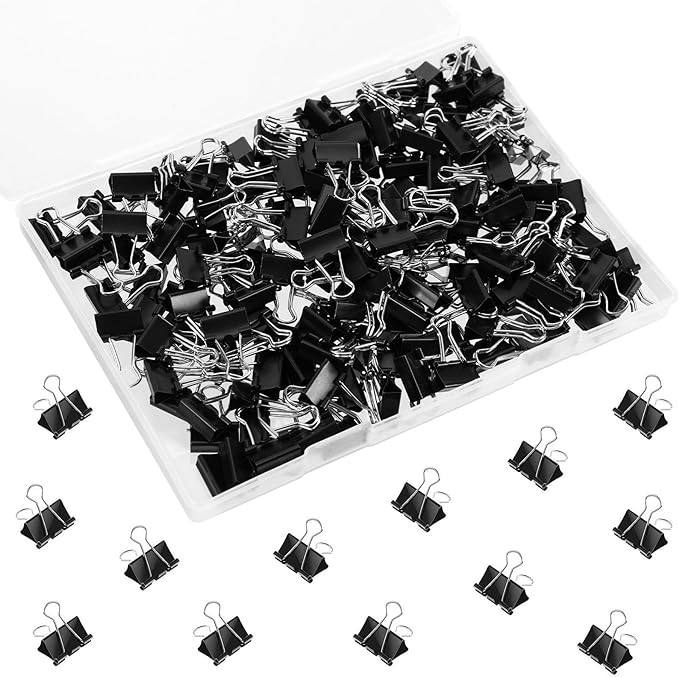 SANNIX 150 PCS Mini Binder Clips, 5/8 inch 15mm Binder Clips Black Paper Clamps Micro Size for Office Home School