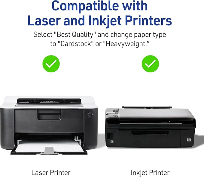 Avery Printable Place Cards with Sure Feed Technology, 1-7/16" x 3-3/4", Textured Ivory, 150 Blank Tent Cards for Laser or Inkjet Printers (5012)