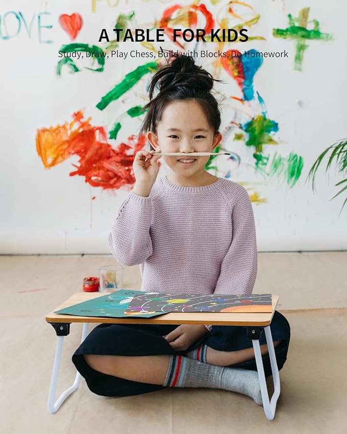 Ruxury Foldable Lap Desk Laptop Stand Bed Desk Table Tray, Breakfast Serving Tray, Portable & Lightweight Mini Table, Lap Tablet Desk for Sofa Couch Floor - Wood