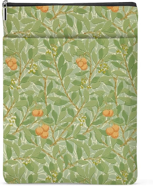 Retro Floral Fruit Book Sleeve Book Cover Classic Flower Book Protector with Zipper Christmas Birthday Book Club Gifts Book Accessories for Women Sister Mom Librarian Girls Bookish Book Lovers Gifts