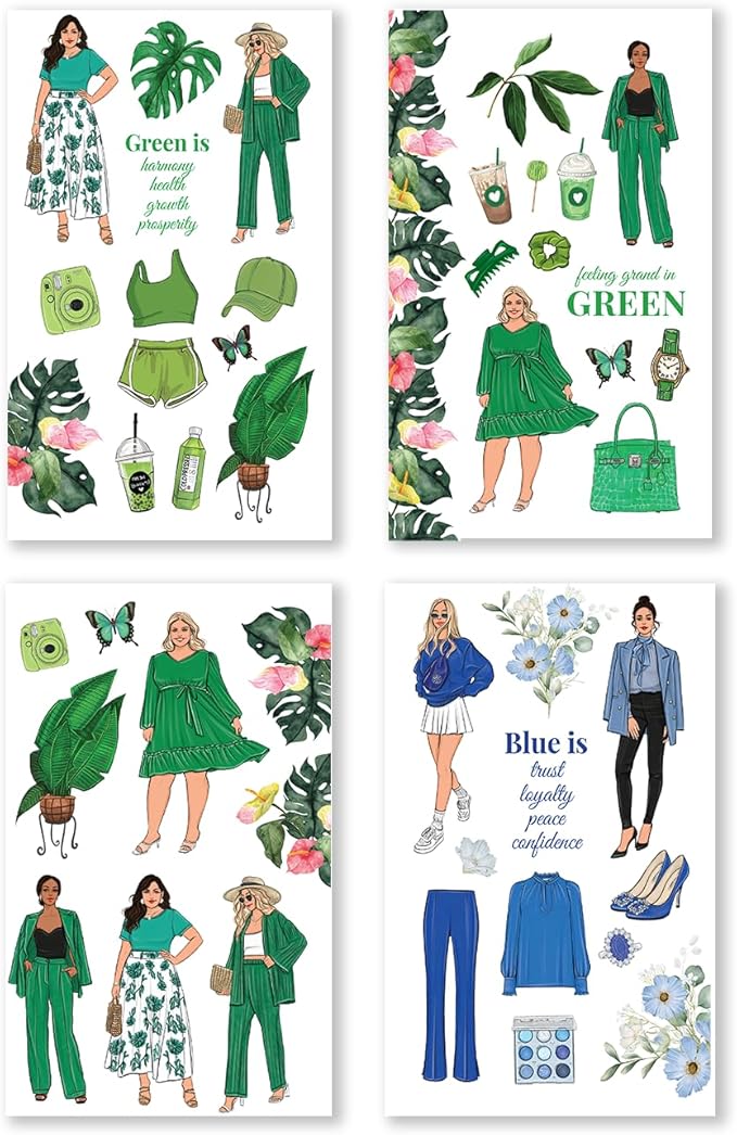 Rongrong Rainbow Girls Planner Stickers Book for Planners, Calendars, Journals – Aesthetic Premium Quality Hand Drawn – Scrapbook Stickers – 24 Pages