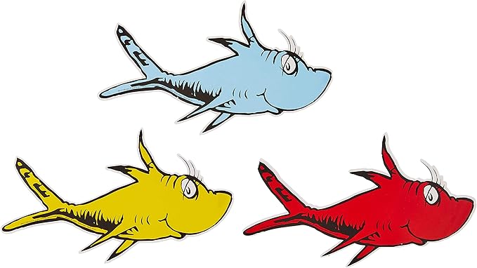 Eureka Back to School Dr. Seuss One Fish, Two Fish Paper Cut Out Classroom Decorations, 36 pc, 5.5'' W x 5.5'' H