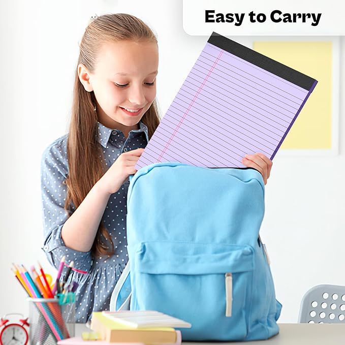 2 Pack Legal Pads 8.5 x 11 Purple Note Pads 8.5 x 11 Notepad 8.5 x 11 Micro Perforated Writing Pads 8.5 x 11 Lined Paper Pads Wide Ruled Pad of Paper 30 Sheets Notebook for Study, To-Do Lists, Office