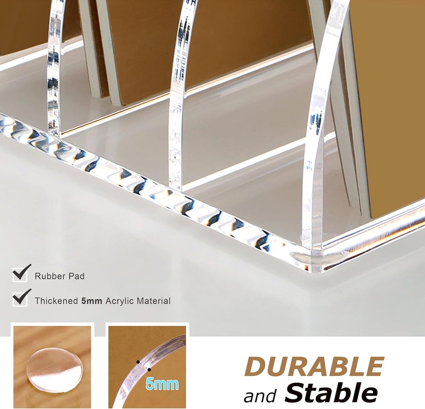 SANRUI Acrylic Magazine File Holder, 6 Vertical Compartments Desk Document Sorter Organizer, Clear Folder Rack Binder Bookstore Workspace Sorters for Office Accessories Organization Storage