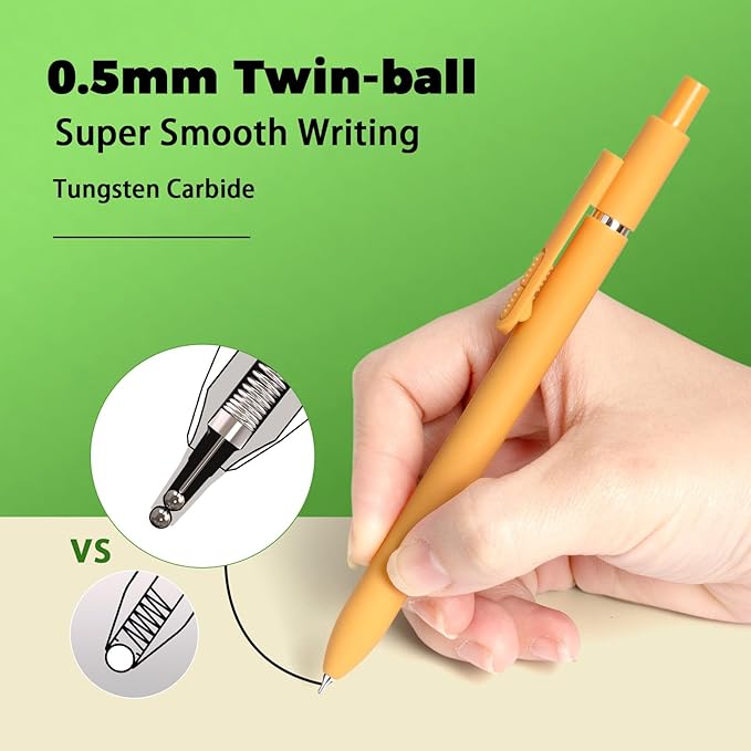 Gel Pens, 16 Pcs Quick Dry Black Ink Pen Fine Point 0.5mm Smooth Writing Pen, Large Capacity Long Lasting Ink Retractable Pens Gift Set for Journaling Note Taking, School Office, Home Supplies