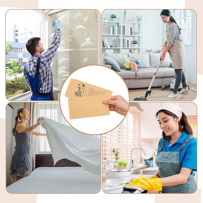Eersida 500 Pcs Kraft Housekeeping Tip Envelopes Bulk Thank You Envelopes 3.5 x 6.5 Inch Self Adhesive Kraft Paper Seed Envelopes for Cash Coin Money Gratuity Key Cards Saving Hotel Motel