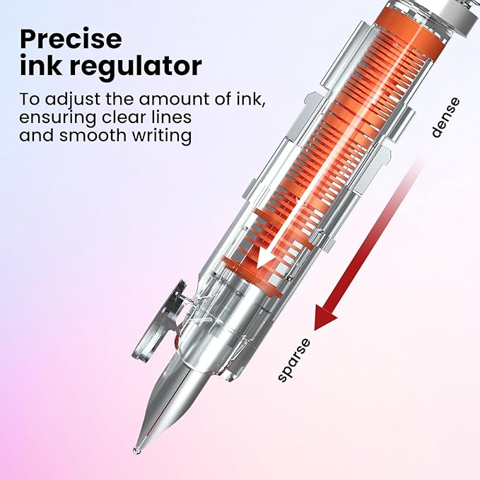 WRITECH Retractable Fountain Pen Set: Fine Nib Black Ink Pen Includes 5 Ink Cartridges No Leaking for Smooth Writing (Orange)