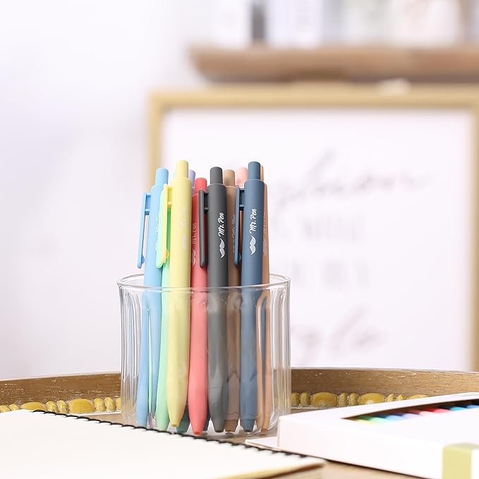 Mr. Pen- Retractable Gel Pens, 12 Pack, Blue Ink, Celestial Color Barrels Gel Pens, Gel Pens Fine Point 0.5mm, Retractable Pens, Cute Pens, Gel Ink Pens, Aesthetic Pens for Journaling Fine Tip Pens
