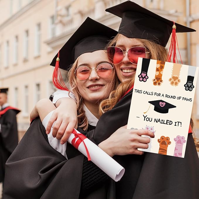 Graduation Congratulations Card – Round of Paws, You Nailed It! Graduation Gift for 2025, Good Luck Card, and Graduation Decorations