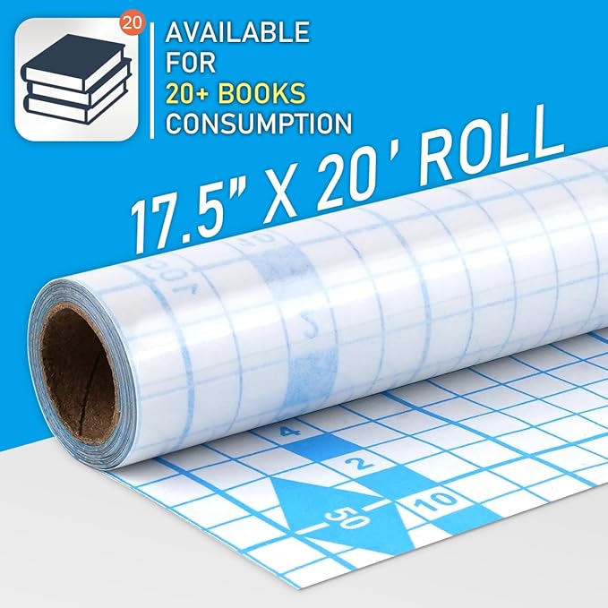 Chell Clear Contact Paper Roll for Books, 17.5 in x 20 ft Clear Self Adhesive Book Cover Paper Protector