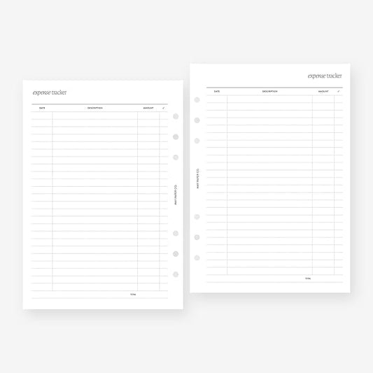 A5 Expense Tracker Planner Insert Agenda Refill for Filofax A5, Kikki K Large, LV GM sized 6 ring agendas, 5.8 x 8.3